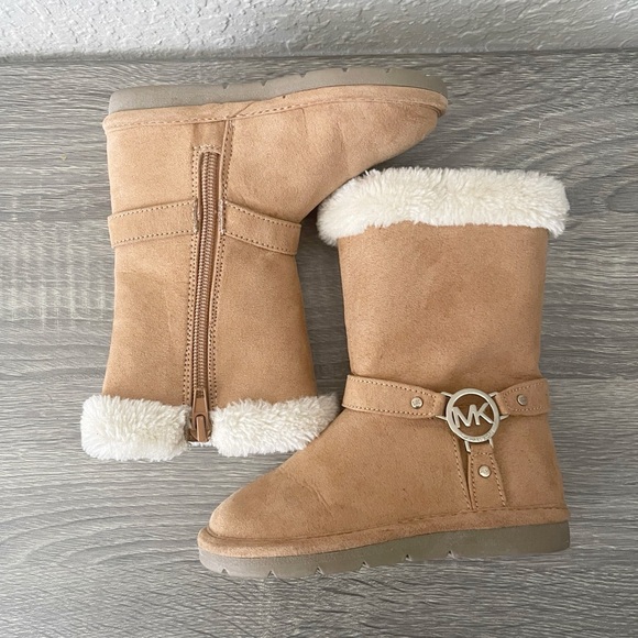 Michael Kors Brownie T Lined Warm Casual Tan Boots Girls Size Toddler 7 - Picture 5 of 13